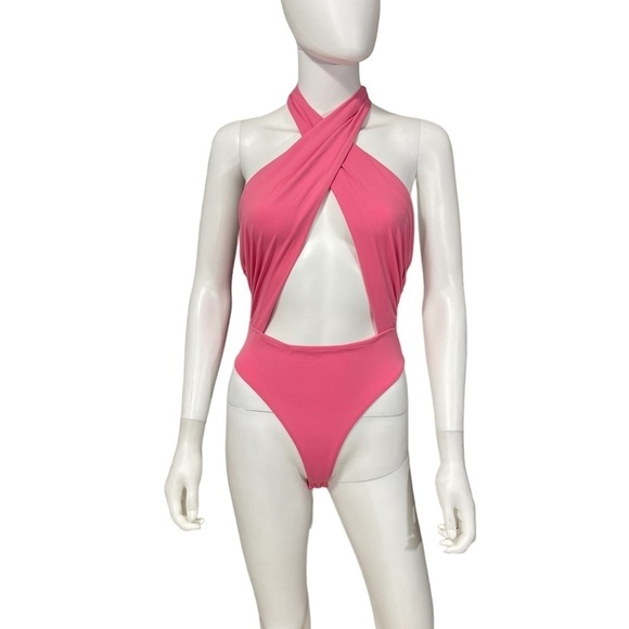 Zara Pink Camisole Halter Twist Cutout Bodysuit - Picture 3 of 8